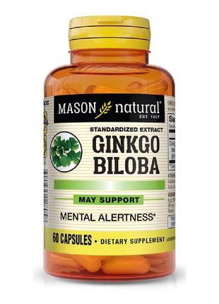 Гинкго Билоба Экстракт, Ginkgo Biloba, Mason Natural, 60 капсул