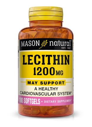 Лецитин 1200мг, Lecithin, Mason Natural, 100 гелевых капсул