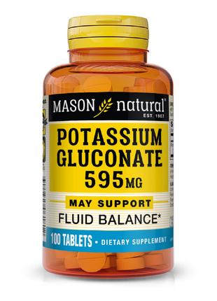Калий Глюконат 595мг, Potassium Gluconate, Mason Natural, 100 ...