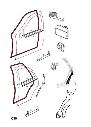 Уплотнитель кузова / задней  Левой двери Opel / ОПЕЛЬ VECTRA B ВЕ