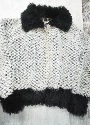 Жіноча, чорно біла, в'язана кофта, светр на блискавці, Bent & Col