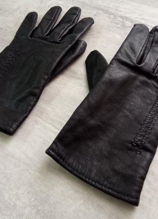 Жіночі, чорні, шкіряні рукавички