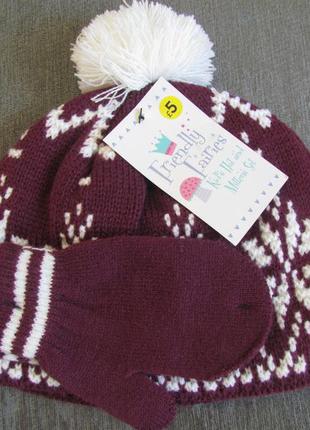 Набор на зиму - шапка и рукавички для девочки