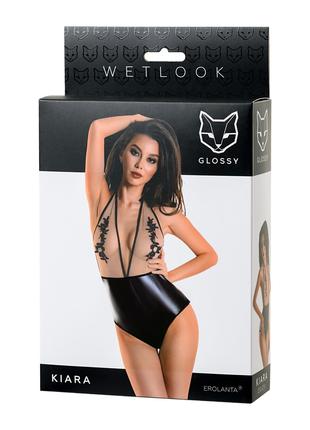 Боди Glossy Kiara из материала Wetlook, черное