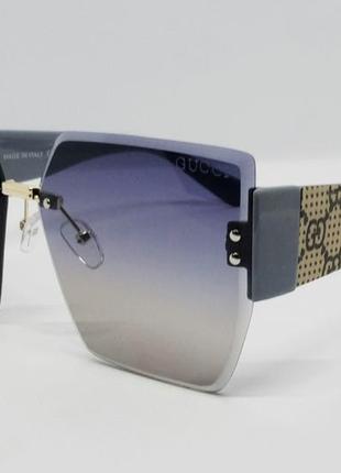 Gucci очки женские солнцезащитные большие фиолетово бежевый гр...