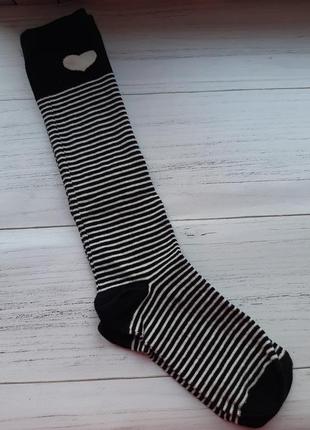 Высокие носки до колена черно белые в полоску