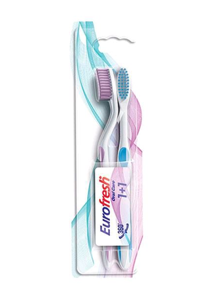 Набір зубних щіток eurofresh рожева та блакитна
