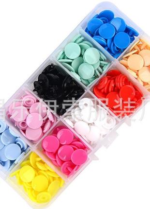 Пластиковые кнопки набор разные цвета T3 10,7 мм 80 штук