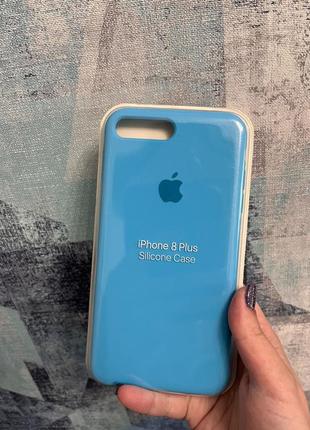 Новый чехол на айфон 8 плюс plus синий силиконовый