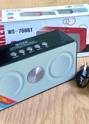 Радіоприймач FM, Bluetooth колонка WS-768BT, FM радіо, MP3 (TF...