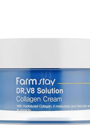 Крем для лица с коллагеном farmstay dr.v8 solution collagen cr...