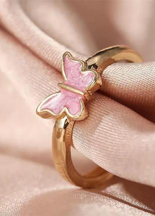 Кольцо бабочка розовая колечко с бабочкой