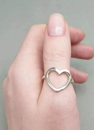 Кольцо серебо 925 покрытие колечко сердце минимализм