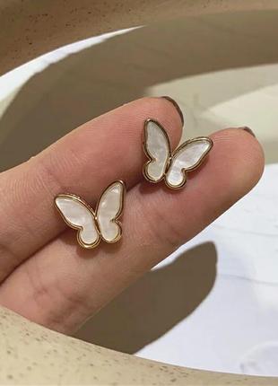 Серьги бабочки эмаль стильные сережки