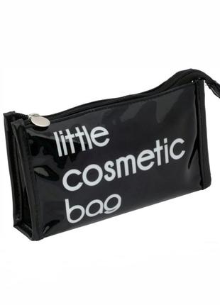 Little cosmetic bag чёрная лаковая виниловая косметичка на мол...