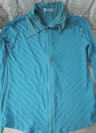 Жіноча, блакитна кофта, светр, сорочка на блискавці