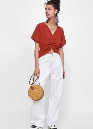 Круглая плетеная сумочка соломенная кросс-боди с кожаным ремешком