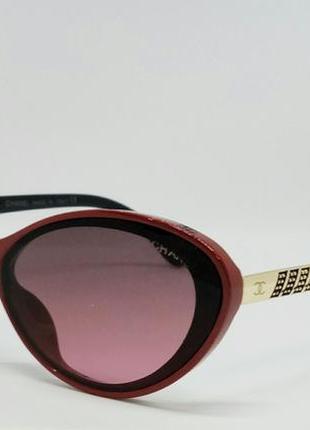 Chanel модные женские солнцезащитные очки узкие овальные бордо...