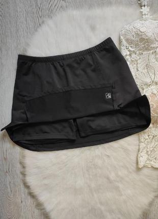Черные спортивные короткие шорты с юбкой тенисная юбка с шорта...