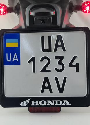 Рамка для крепления мото номера Украины с надписью Honda  (мот...