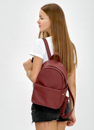 Стильний бордовый вмісткий жіночий рюкзак для школи