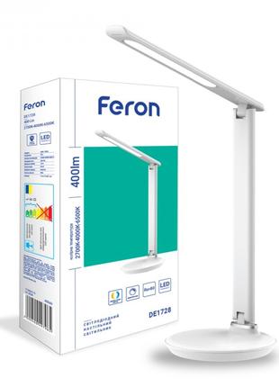Настольный светодиодный светильник Feron DE1728 белый