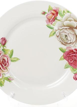 * Набор 6 фарфоровых обеденных тарелок "Чайная роза" Ø27см,