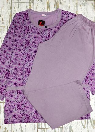 Большие размеры 58. Фиолетовая женская пижама, 100% хлопок, од...