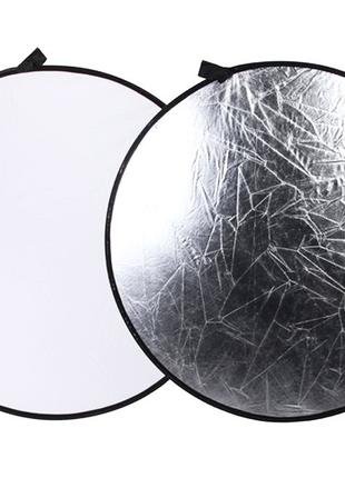 Фото рефлектор - відбивач 2 в 1 діаметром 80 см (білий - срібний)