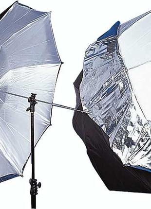Фото-зонт 2 в 1 - черно-серебряный на отражение + белый Arsena...