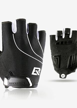 Велоперчатки без пальцев Rockbros black велосипедные перчатки