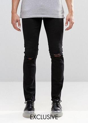 Новые черные стрейчевые джинсы cheap monday tight rip black w3...