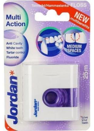 Зубная нить Jordan Multi Action с фтором 25 м (6831801)