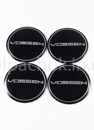 Наклейки для колпачков на диски Vossen черные (56мм)