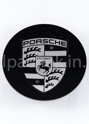Колпачок на диски Porsche 7PP601150A 8Z8 черный/серый лого (76мм)