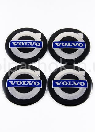 Наклейки для колпачков на диски Volvo черные (56мм)