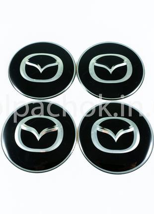 Наклейки для колпачков на диски Mazda черные (65мм)