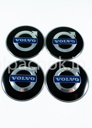 Наклейки для колпачков на диски Volvo черные (65мм)