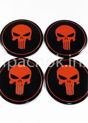 Наклейки для колпачков на диски The Punisher череп/красный (56мм)