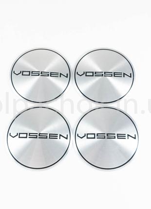 Наклейки для колпачков на диски Vossen хром/черный лого выпукл...