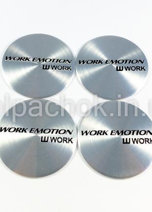 Наклейки для колпачков на диски Work Emotion хром (45мм)