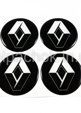 Наклейки для колпачков на диски Renault черные/белый лого (55мм)