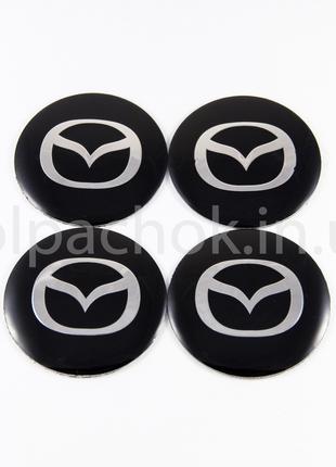 Наклейки для колпачков на диски Mazda черные (56мм)