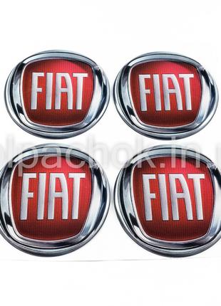 Наклейки для колпачков на диски Fiat красный лого (55мм)