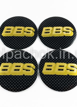 Наклейки для ковпачків на диски BBS чорний карбон/золотий лого...