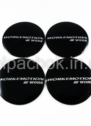 Наклейки для колпачков на диски Work Emotion черные (56мм)