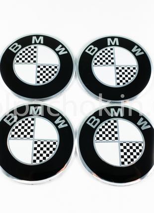 Наклейки для колпачков на диски BMW черно-белые/карбон вставки...