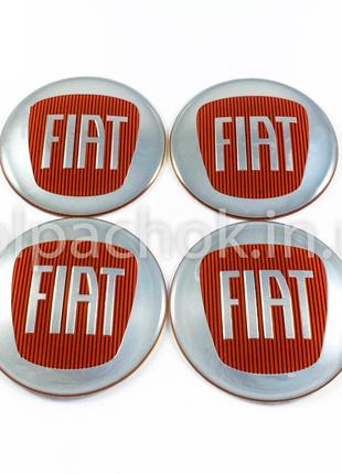 Наклейки для колпачков на диски Fiat красные (65мм)