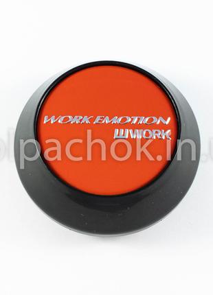 Колпачки на диски Work Emotion конус/черный/красный лого(56-60мм)