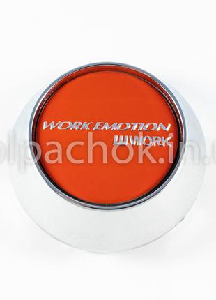 Колпачки на диски Work Emotion конус/хром/красный лого(64-69мм)